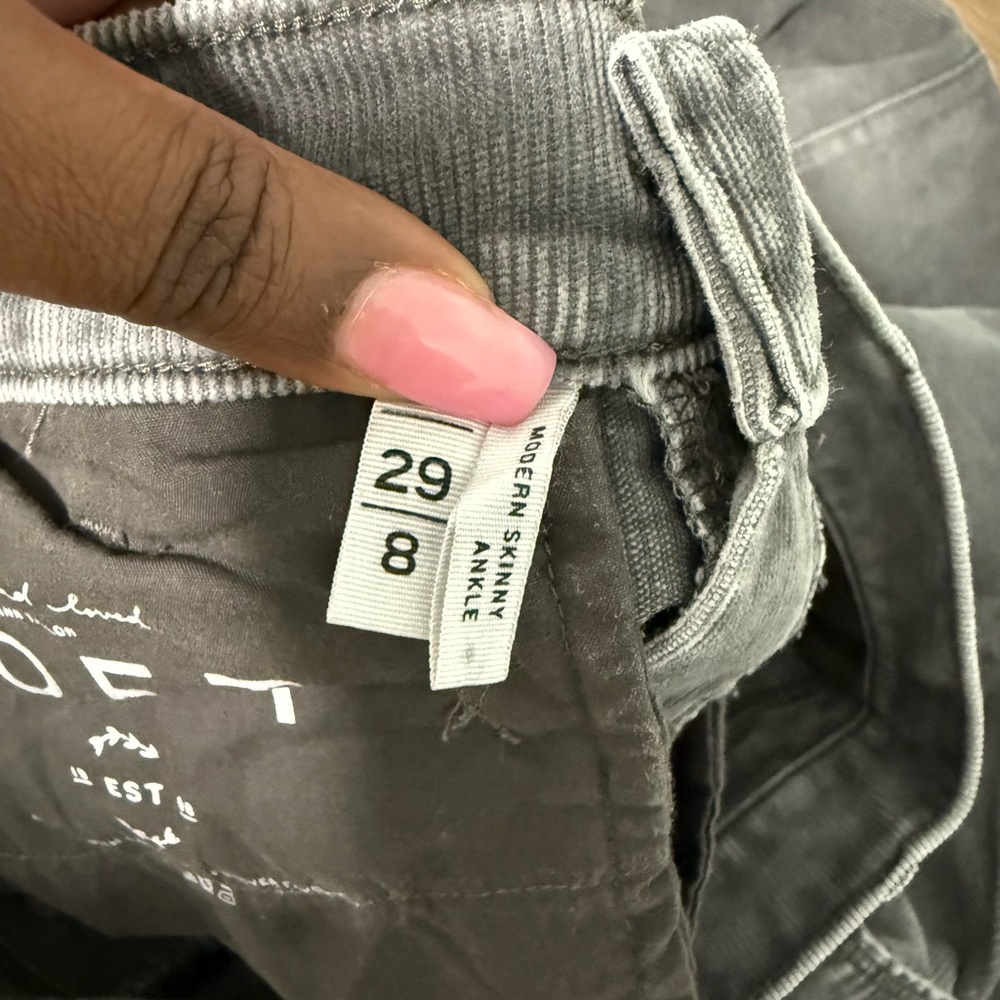 LOFT Ann Taylor Modern Skinny Ankle Corduroy Pants Gray Size 8 29 - Picture 8 of 9